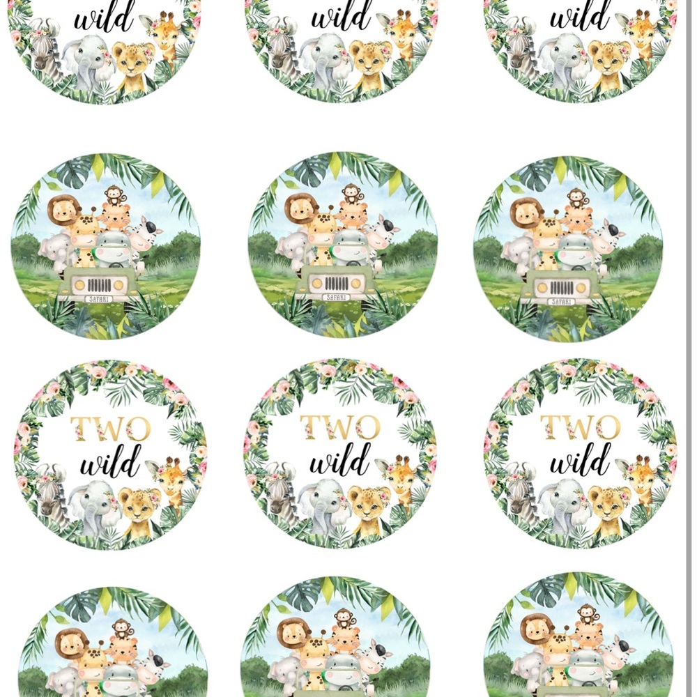Jungle Safari 2 Themed Cupcake Toppers